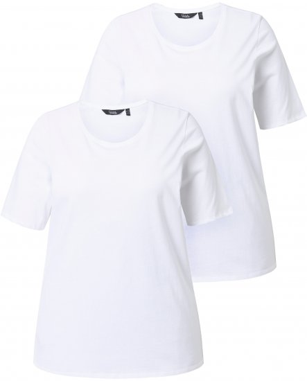 Ulla Popken Scoop Neck Short Sleeve Tee White - T-paidat - 
