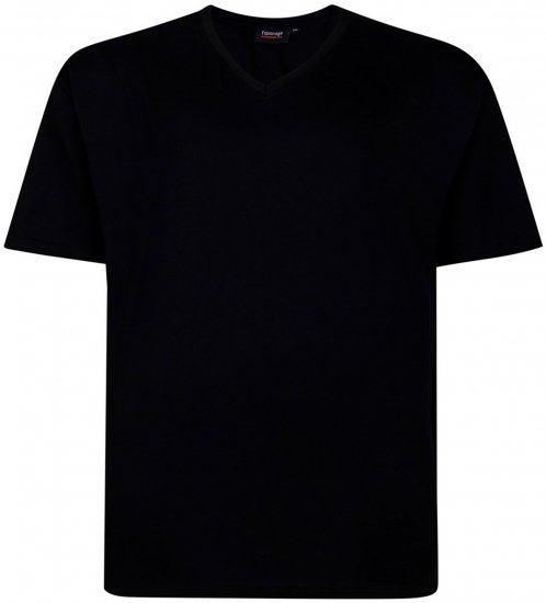 Espionage T016 Plain V-Neck T-Shirt Black - Isojen miesten t-paidat ilman painatusta - Isojen miesten t-paidat ilman painatusta