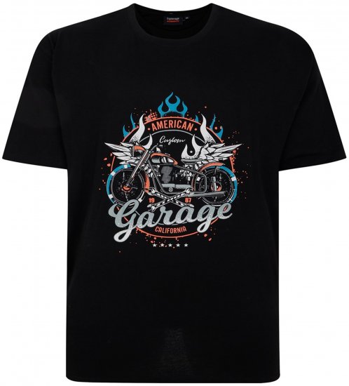 Espionage T426 Garage Printed T-Shirt Black - Isojen miesten t-paidat painatuksella - Isojen miesten t-paidat painatuksella