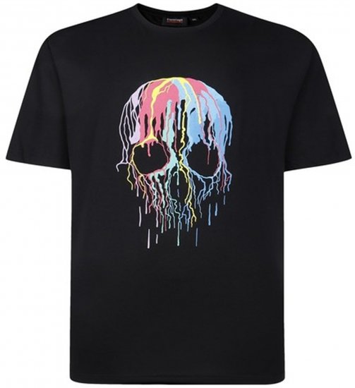 Espionage T445 Dripping Skull Printed T-Shirt Black - Isojen miesten t-paidat painatuksella - Isojen miesten t-paidat painatuksella