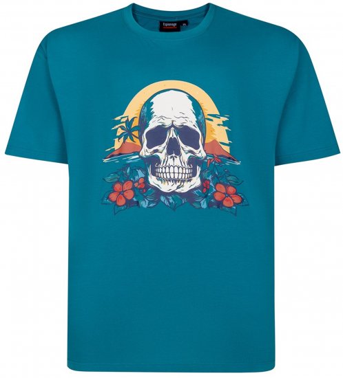 Espionage T452 Skull Island Printed T-Shirt Jade - Isojen miesten t-paidat painatuksella - Isojen miesten t-paidat painatuksella