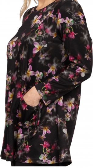 Scandinavian Caramel Flowers Tunic Red and Pink - Painetut T-paidat naisille - 