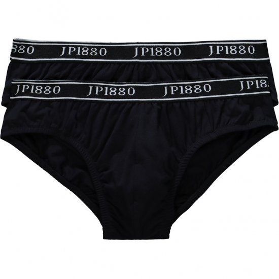 JP1880 Briefs Stretch Cotton 2-Pack Black - Alusvaatteet & uimavaatteet - Miesten Isot alusvaatteet 