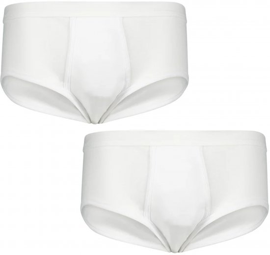 Adamo Royal Fine Ribbed Briefs 2-Pack White - Alusvaatteet & uimavaatteet - Miesten Isot alusvaatteet 