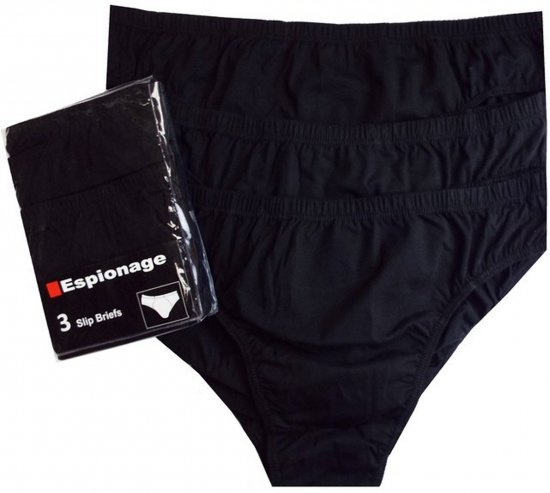 Espionage U002 3-Pack Slip Briefs Black - Alushousut - Miesten alushousut isot koot