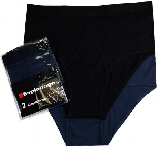 Espionage U003 2-Pack Y-Front Briefs Black/Navy - Alushousut - Miesten alushousut isot koot