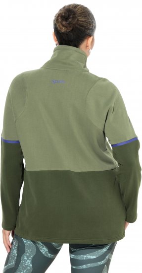 Ulla Popken Two-Tone ZIp Front Pocket Sweatshirt Olive Green - Naisten hupparit ja collegepaidat isot koot - 