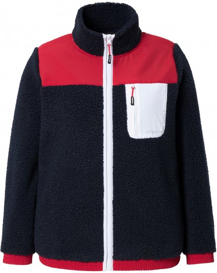 Ulla Popken Color Block Teddy Fleece Jacket Navy - Naisten hupparit ja collegepaidat isot koot - 