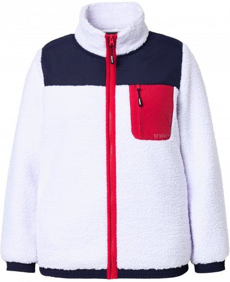 Ulla Popken Color Block Teddy Fleece Jacket Snow White - Naisten hupparit ja collegepaidat isot koot - 