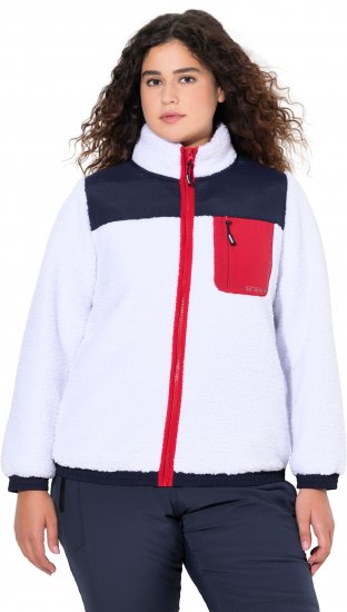 Ulla Popken Color Block Teddy Fleece Jacket Snow White - Naisten hupparit ja collegepaidat isot koot - 