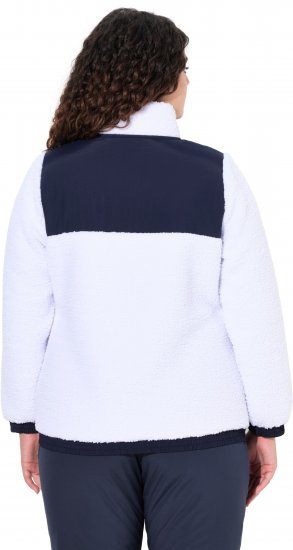 Ulla Popken Color Block Teddy Fleece Jacket Snow White - Naisten hupparit ja collegepaidat isot koot - 