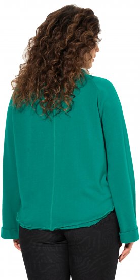 Ulla Popken Rolled Edge Long Sleeve Sweatshirt Emerald Green - Naisten hupparit ja collegepaidat isot koot - 