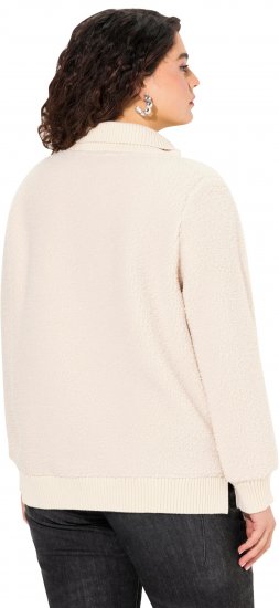 Ulla Popken Teddy Fleece Troyer Collar Sweatshirt Light Champagne - Naisten hupparit ja collegepaidat isot koot - 