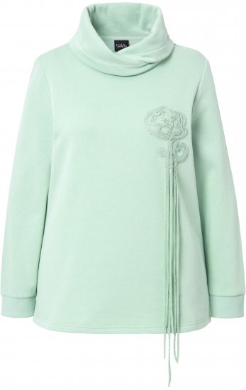 Ulla Popken Ribbon Detail Turtleneck Sweatshirt Mint Green - Naisten hupparit ja collegepaidat isot koot - 