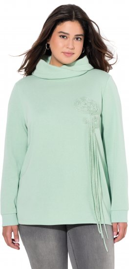 Ulla Popken Ribbon Detail Turtleneck Sweatshirt Mint Green - Naisten hupparit ja collegepaidat isot koot - 