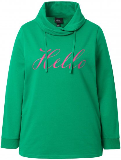 Ulla Popken HELLO Classic Fit Stand-Up Collar Sweatshirt Emerald Green - Naisten hupparit ja collegepaidat isot koot - 