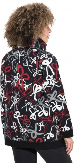Ulla Popken Ribbon Print Turtleneck Sweatshirt Black - Naisten hupparit ja collegepaidat isot koot - 