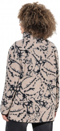 Ulla Popken Marble Print Teddy Fleece Jacket Dark Putty - Naisten hupparit ja collegepaidat isot koot - 