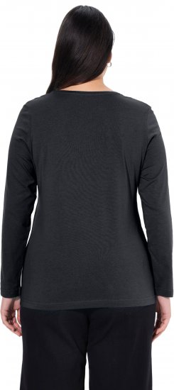 Ulla Popken Basic Round Neck Long Sleeve Slim Fit Cotton Tee Black - T-paidat - 