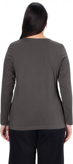 Ulla Popken Basic Round Neck Long Sleeve Slim Fit Cotton Tee Graphite Grey - T-paidat - 