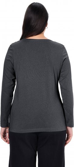 Ulla Popken Basic Round Neck Long Sleeve Slim Fit Cotton Tee Charcoal - T-paidat - 