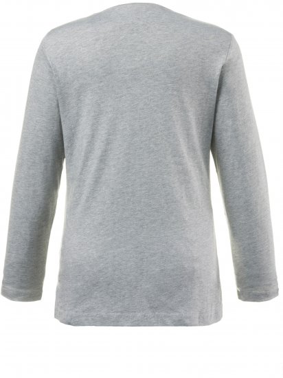 Ulla Popken Basic Round Neck Long Sleeve Slim Fit Cotton Tee Light Grey Melange - T-paidat - 