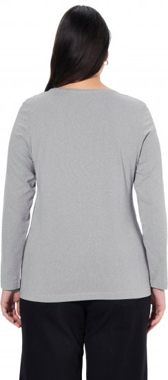 Ulla Popken Basic Round Neck Long Sleeve Slim Fit Cotton Tee Light Grey Melange - T-paidat - 