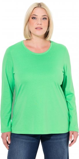 Ulla Popken Basic Round Neck Long Sleeve Slim Fit Cotton Tee Mint Green - T-paidat - 