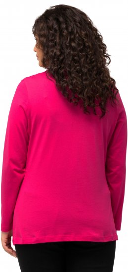 Ulla Popken Basic Round Neck Long Sleeve Slim Fit Cotton Tee Magenta Pink - T-paidat - 