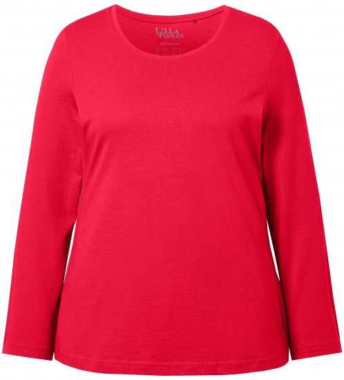 Ulla Popken Basic Round Neck Long Sleeve Slim Fit Cotton Tee Red - T-paidat - 