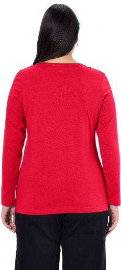 Ulla Popken Basic Round Neck Long Sleeve Slim Fit Cotton Tee Red - T-paidat - 