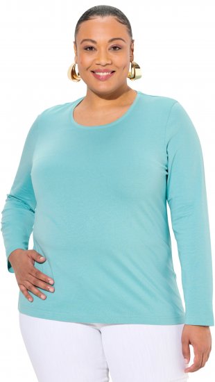 Ulla Popken Basic Round Neck Long Sleeve Slim Fit Cotton Tee Mint - T-paidat - 
