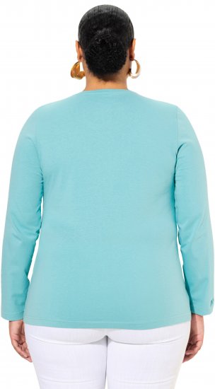 Ulla Popken Basic Round Neck Long Sleeve Slim Fit Cotton Tee Mint - T-paidat - 