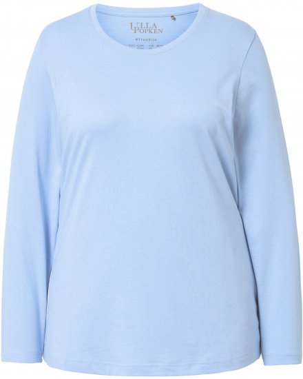 Ulla Popken Basic Round Neck Long Sleeve Slim Fit Cotton Tee Light Blue - T-paidat - 