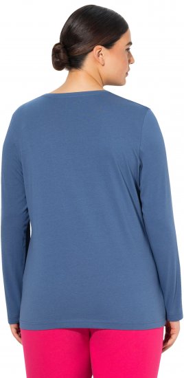 Ulla Popken Basic Round Neck Long Sleeve Slim Fit Cotton Tee Ink Blue - T-paidat - 