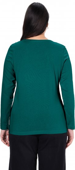 Ulla Popken Basic Round Neck Long Sleeve Slim Fit Cotton Tee Teal Green - T-paidat - 