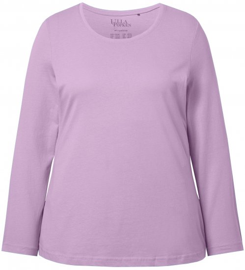 Ulla Popken Basic Round Neck Long Sleeve Slim Fit Cotton Tee Lavender - T-paidat - 