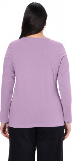 Ulla Popken Basic Round Neck Long Sleeve Slim Fit Cotton Tee Lavender - T-paidat - 