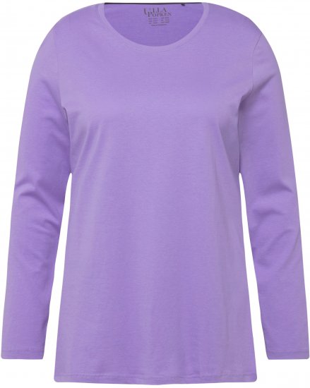 Ulla Popken Basic Round Neck Long Sleeve Slim Fit Cotton Tee Pale Lilac - T-paidat - 