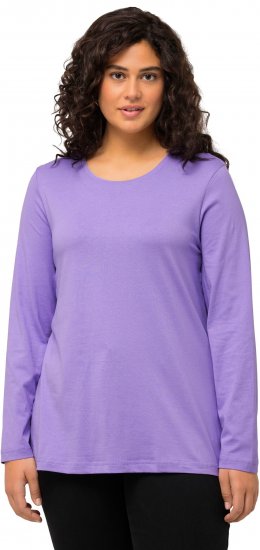 Ulla Popken Basic Round Neck Long Sleeve Slim Fit Cotton Tee Pale Lilac - T-paidat - 