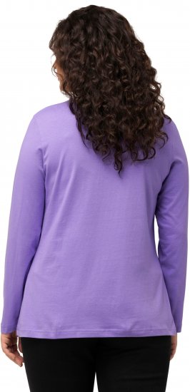 Ulla Popken Basic Round Neck Long Sleeve Slim Fit Cotton Tee Pale Lilac - T-paidat - 