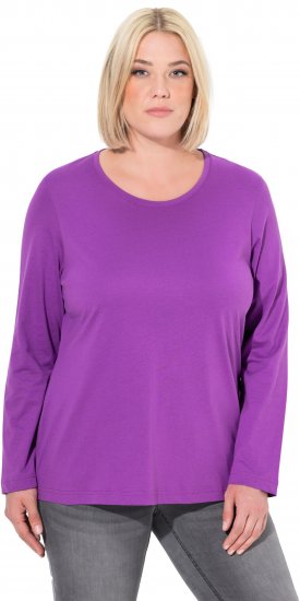 Ulla Popken Basic Round Neck Long Sleeve Slim Fit Cotton Tee Purple - T-paidat - 