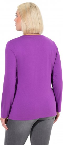 Ulla Popken Basic Round Neck Long Sleeve Slim Fit Cotton Tee Purple - T-paidat - 