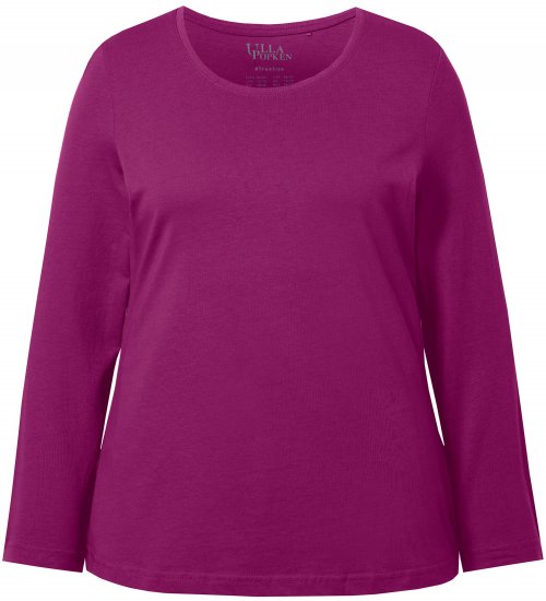 Ulla Popken Basic Round Neck Long Sleeve Slim Fit Cotton Tee Berry - T-paidat - 