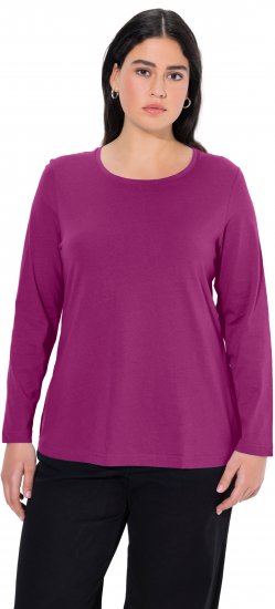 Ulla Popken Basic Round Neck Long Sleeve Slim Fit Cotton Tee Berry - T-paidat - 