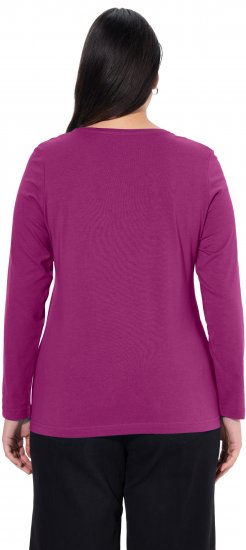 Ulla Popken Basic Round Neck Long Sleeve Slim Fit Cotton Tee Berry - T-paidat - 