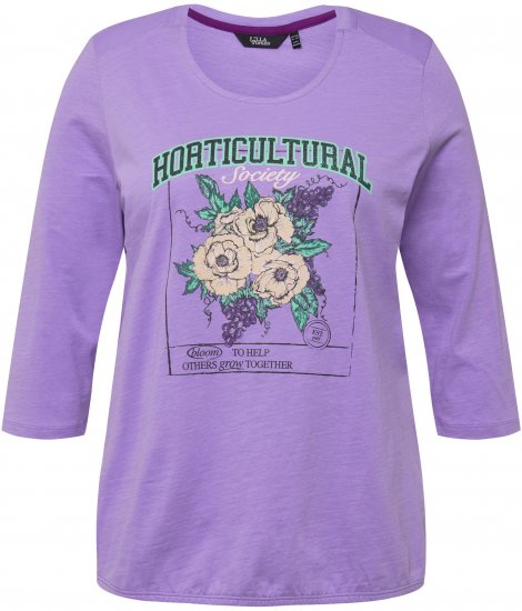 Ulla Popken Horticultural Graphic Floral Tee Pale Lilac - Painetut T-paidat naisille - 