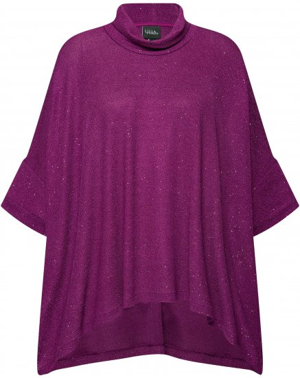 Ulla Popken Sparkling Draped Collared Tee Mulberry - Painetut T-paidat naisille - 