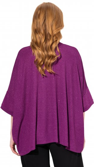 Ulla Popken Sparkling Draped Collared Tee Mulberry - Painetut T-paidat naisille - 