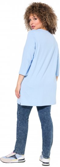 Ulla Popken Floral Motif 3/4 Sleeve Tunic Tee Light Blue - Painetut T-paidat naisille - 